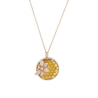 HONEYCOMB CITRINE BAGUETTE DIAMOND GOLD NECKLACE
