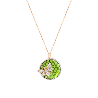 HONEYCOMB PERIDOT BAGUETTE DIAMOND GOLD NECKLACE