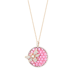 HONEYCOMB ROUND TOURMALINE BAGUETTE BEE DIAMOND NECKLACE