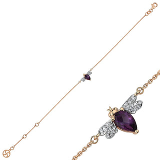 QUEEN BEE BELLA GOLD DIAMOND AMETHYST BRACELET Bee Goddess