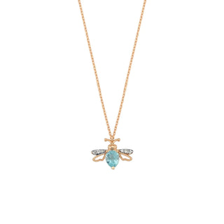 QUEEN BEE BELLA GOLD DIAMOND BLUE TOPAZ NECKLACE Bee Goddess