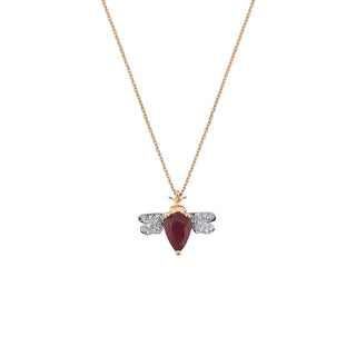 QUEEN BEE BELLA GOLD DIAMOND RUBY NECKLACE Bee Goddess