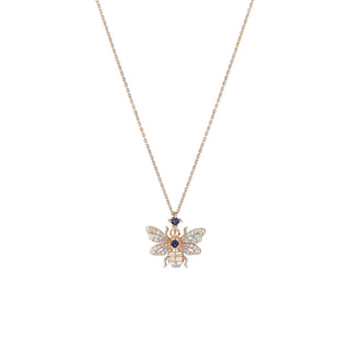 QUEEN BEE BON BON GOLD DIAMOND SAPPHIRE NECKLACE Bee Goddess