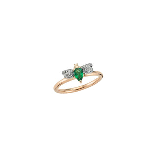 QUEEN BEE GOLD DIAMOND EMERALD RING Bee Goddess