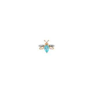 QUEEN BEE LILY GOLD DIAMOND BLUE TOPAZ SINGLE EARRING Bee Goddess