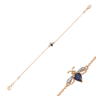 QUEEN BEE LILY GOLD DIAMOND SAPPHIRE BRACELET Bee Goddess