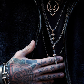 SWORD GOLD & SILVER BLACK DIAMOND PENDANT