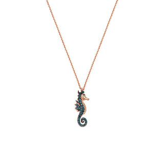 SEAHORSE BLUE DIAMOND NECKLACE Bee Goddess