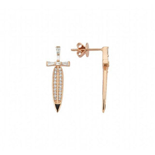 SWORD GOLD DIAMOND EARRING Bee Goddess