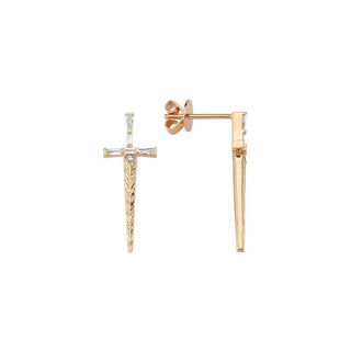 SWORD GOLD DIAMOND EARRING Bee Goddess