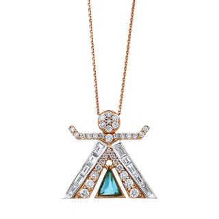 TANIT GOLD BLUE TOPAZ BAGUETTE DIAMOND NECKLACE