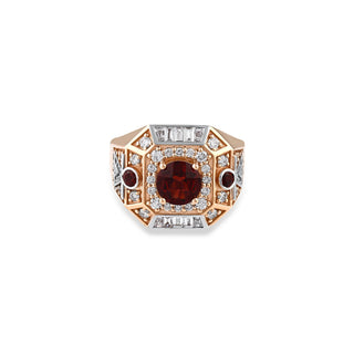 TATTWA GOLD DIAMOND GARNET PINKY RING