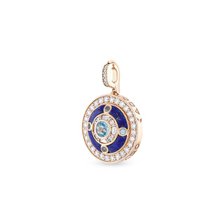 TATTWA GOLD DIAMOND LAPIS BLUE TOPAZ PENDANT