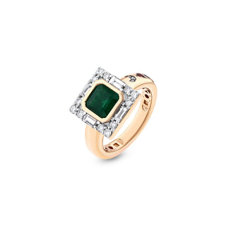 TATTWA GOLD DIAMOND EMERALD PINKY RING