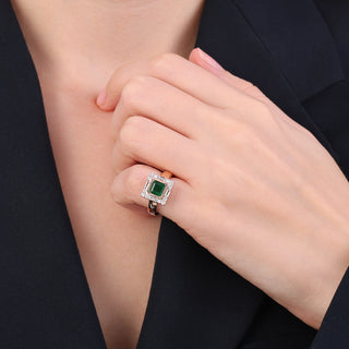 TATTWA GOLD DIAMOND EMERALD PINKY RING