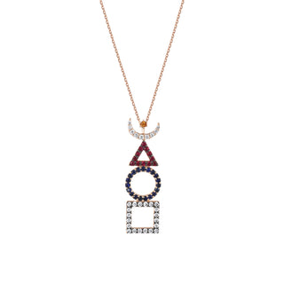 TATTWA GOLD DIAMOND SAPPHIRE RUBY NECKLACE