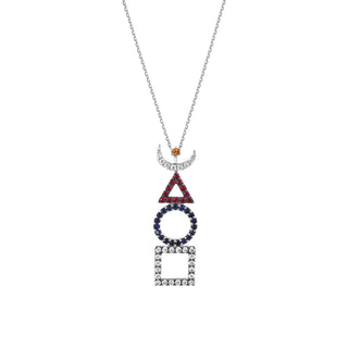 TATTWA WHITE DIAMOND SAPPHIRE RUBY NECKLACE