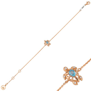 TURTLE GOLD DIAMOND BLUE TOPAZ BRACELET Bee Goddess