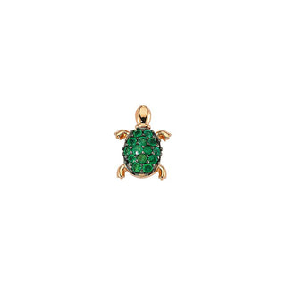 TURTLE GOLD EMERALD SINGLE EARRING Bee Goddess