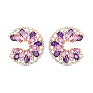 PEACOCK GOLD AMETHYST DIAMOND EARRING