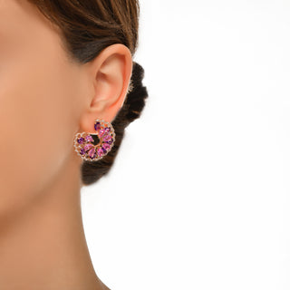 PEACOCK GOLD AMETHYST DIAMOND EARRING