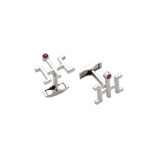 URANUS SILVER RUBY CUFFLINK