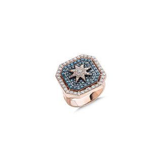 VENUS STAR GOLD BLUE DIAMOND RING Bee Goddess