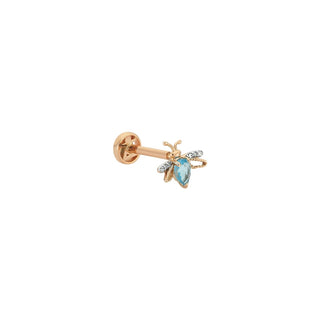 QUEEN BEE GOLD DIAMOND BLUE TOPAZ PIERCING