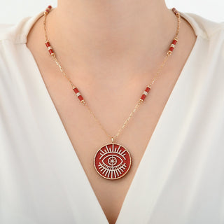 EYE XL RED PLATE CHAIN NECKLACE