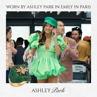 QUEEN BEE EVA GOLD DIAMOND EMERALD RING