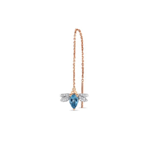 QUEEN BEE BELLA GOLD DIAMOND BLUE TOPAZ SINGLE EARRING