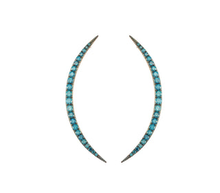 CRESCENT 18K GOLD BLUE DIAMOND EARRINGS