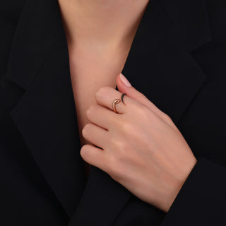 SERPENT GOLD BLACK DIAMOND RUBY RING