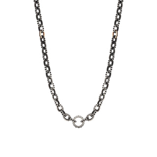 CHAIN BLACK DIAMOND GOLD & SILVER NECKLACE