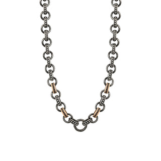 CHAIN GOLD & SILVER BLACK DIAMOND NECKLACE