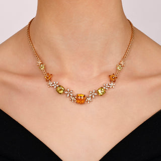 APPLE SEED TARA 18K GOLD DIAMOND PERIDOT NECKLACE