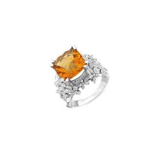 APPLE SEED GOLD DIAMOND CITRINE RING
