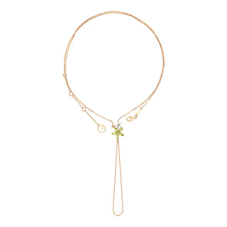 APPLE SEED POMANO GOLD DIAMOND PERIDOT HAND CHAIN