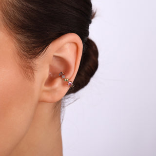 APPLE SEED POMANO GOLD DIAMOND PINK SAPPHIRE EAR CUFF