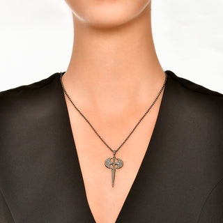 AXE SILVER BLACK DIAMOND NECKLACE