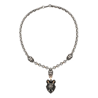 LION GOLD BLACK DIAMOND RUBY CHAIN NECKLACE