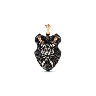 LION GOLD BLACK DIAMOND RUBY PENDANT