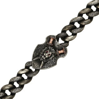 LION GOLD BLACK DIAMOND RUBY CHAIN BRACELET