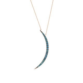 CRESCENT GOLD BLUE DIAMOND NECKLACE
