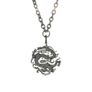 DRAGON GOLD BLACK DIAMOND RUBY PENDANT