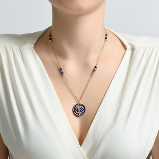 EYE LIGHT GOLD DIAMOND LAPIS LAZULI CHAIN NECKLACE