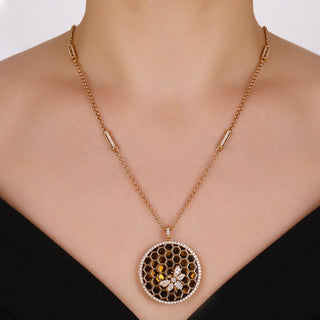HONEYCOMB 18K GOLD DIAMOND PENDANT
