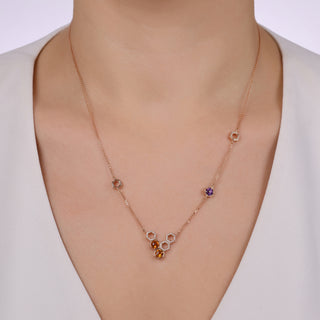 HONEYCOMB GOLD DIAMOND CITRINE NECKLACE