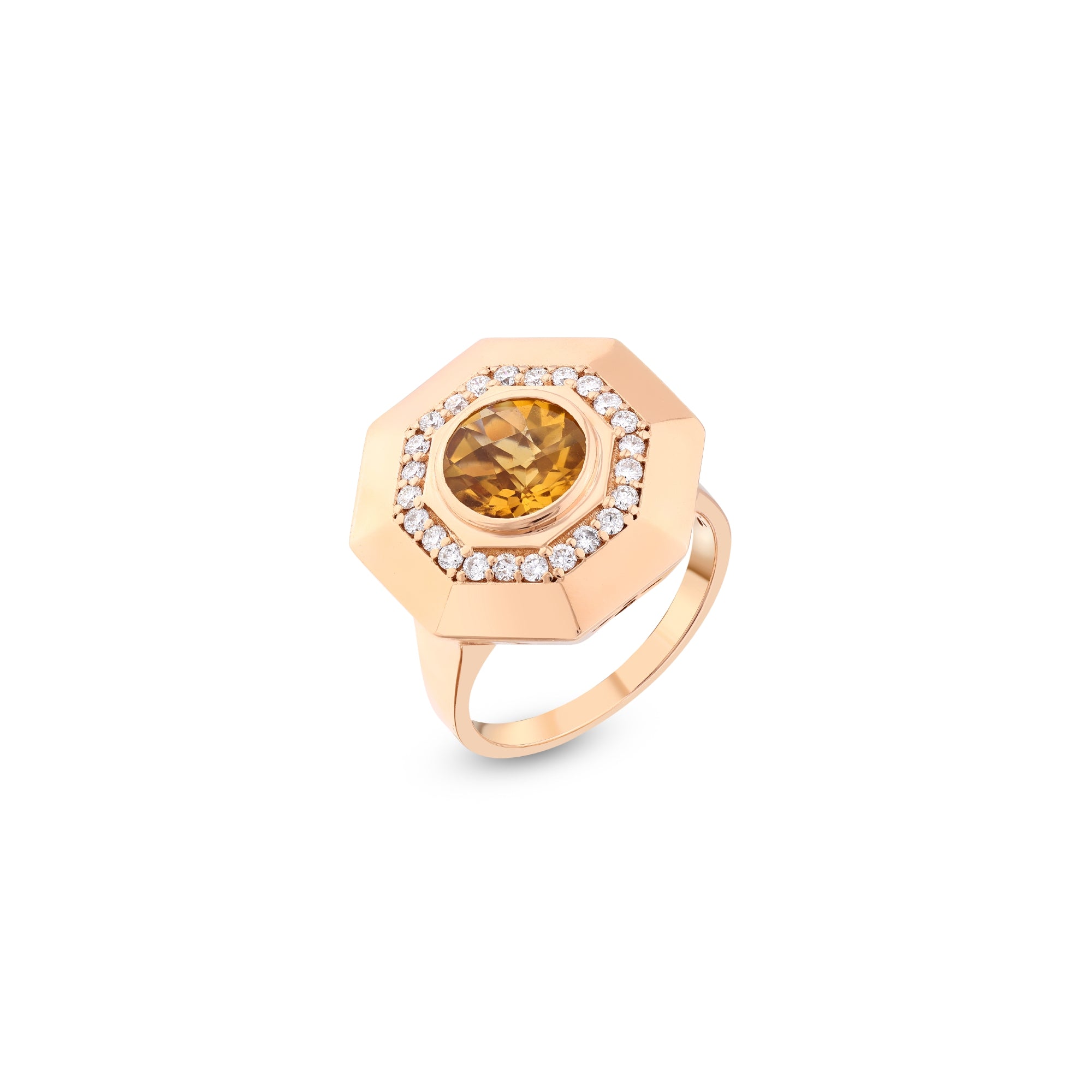 HONEYCOMB GOLD DIAMOND CITRINE PINKY RING – Bee Goddess