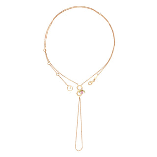 HONEYCOMB GOLD DIAMOND PINK SAPPHIRE HAND CHAIN